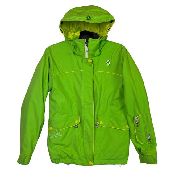 Scott Outerwear Lime Green Hooded Full Zip Ski Snow Jacket Size 2 - Picture 1 of 12